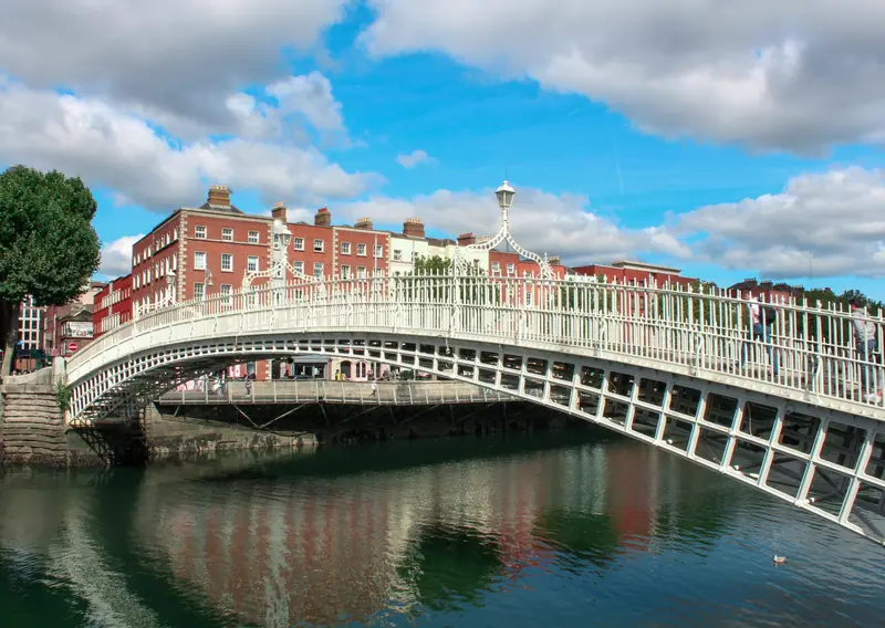 River Liffey and Ha'penny Bridge in Dublin, Ireland